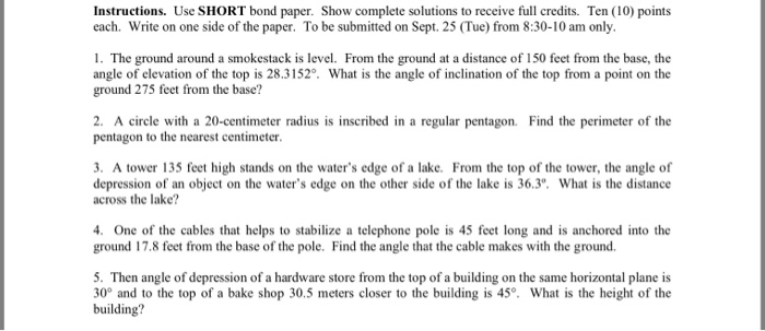 Solved Instructions. Use Short Bond Paper. Show Complete 