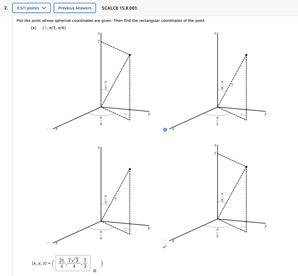 Solved plot the point whose spherical coordinates are given chegg