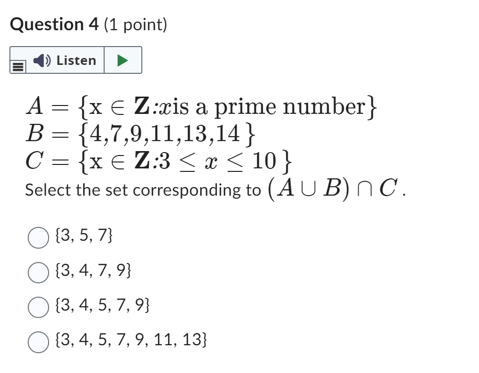 Solved A={x∈Z:x Is A Prime Number } B={4,7,9,11,13,14} | Chegg.com