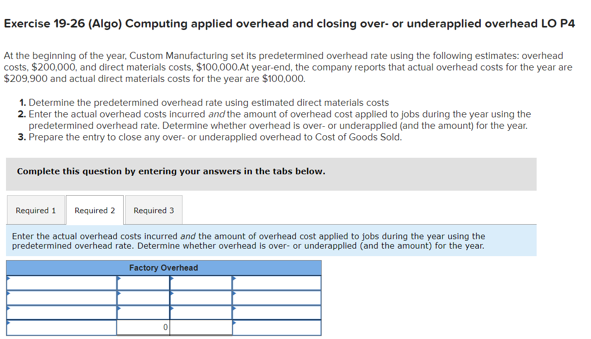 Solved Exercise 1926 (Algo) Computing applied overhead and