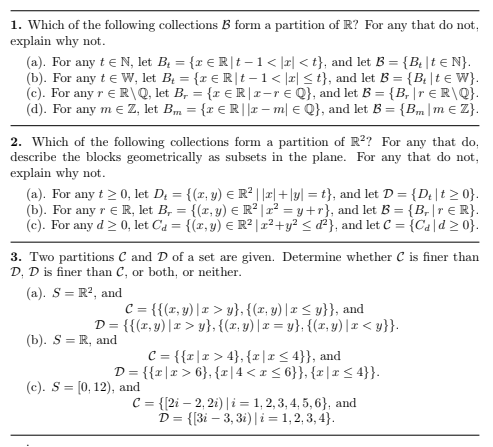 Solved 1. Which Of The Following Collections B Form A | Chegg.com