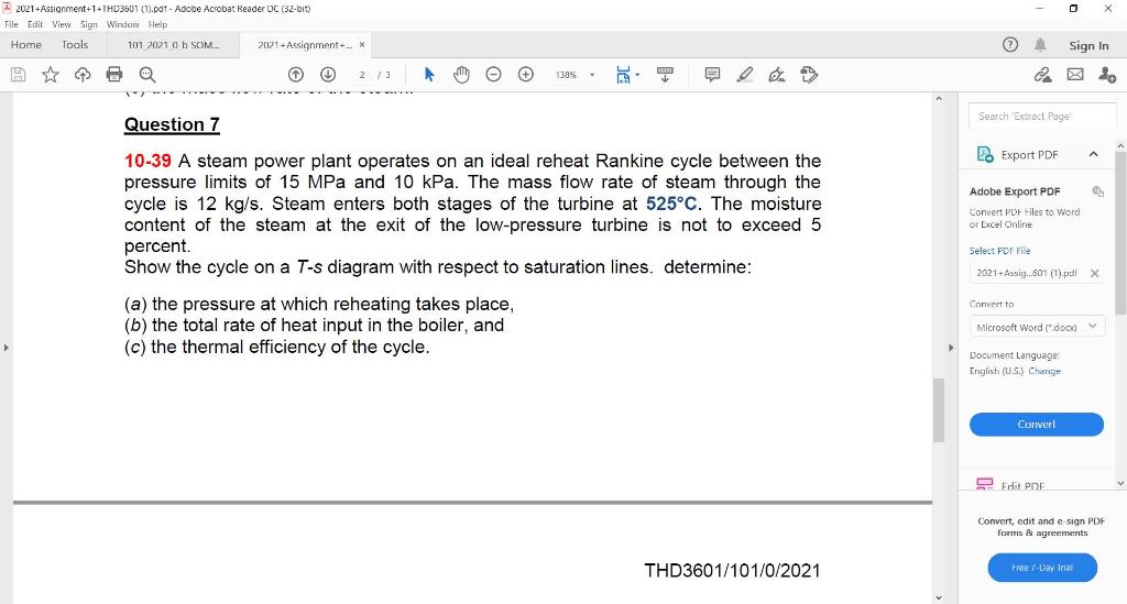 Solved X 2021-Assignment+1+THD3601 (7.pot - Adobe Acrobat | Chegg.com