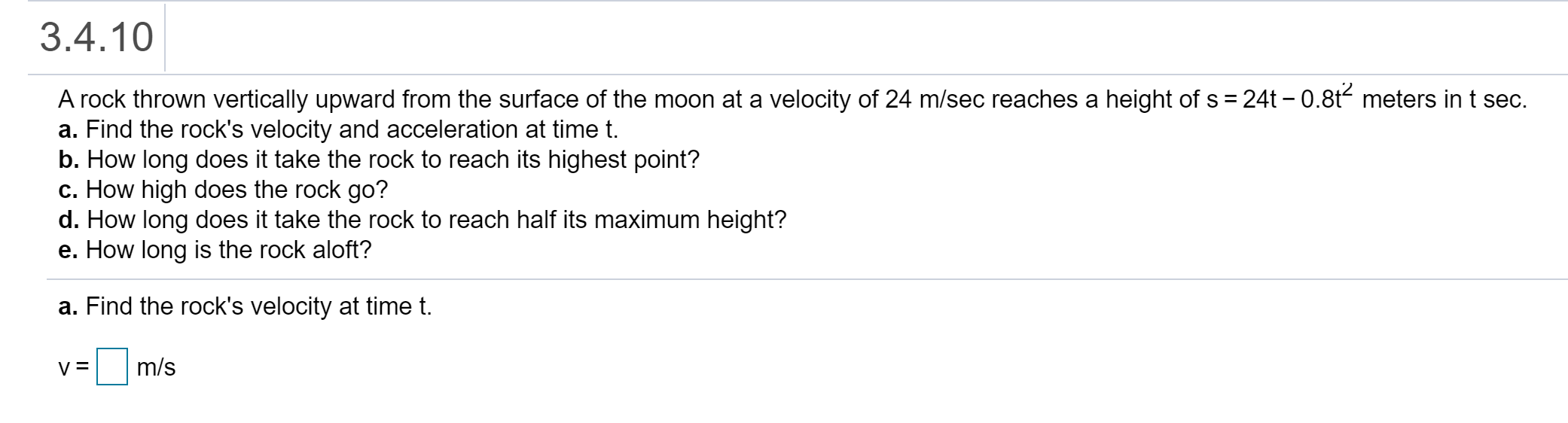 Solved A rock thrown vertically upward from the surface of | Chegg.com