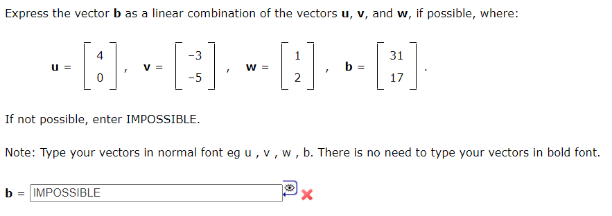 Solved Express The Vector B As A Linear Combination Of | Chegg.com