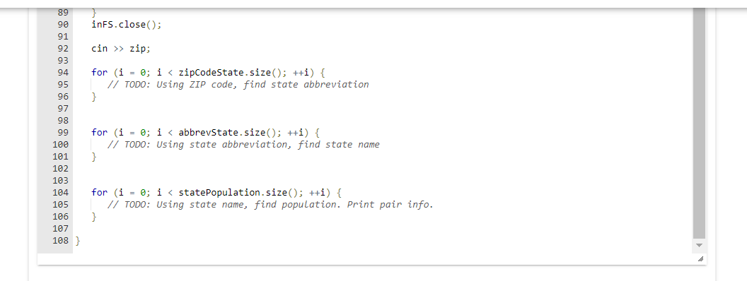 Solved 13.5 LAB: Zip code and population (class templates) | Chegg.com