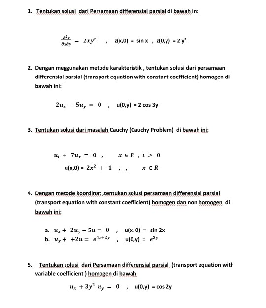 Solved 1. Tentukan Solusi Dari Persamaan Differensial | Chegg.com