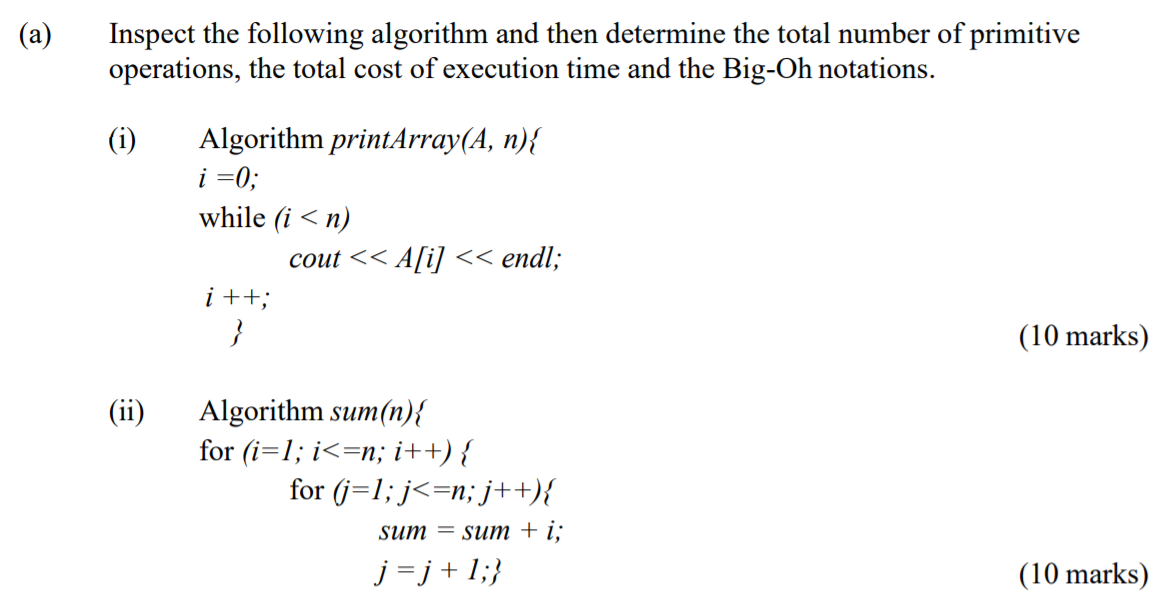 Solved (a) Inspect the following algorithm and then | Chegg.com