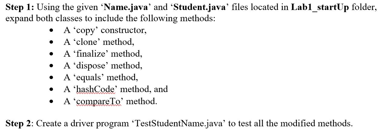 Step 1: Using the given ‘Name.java' and | Chegg.com