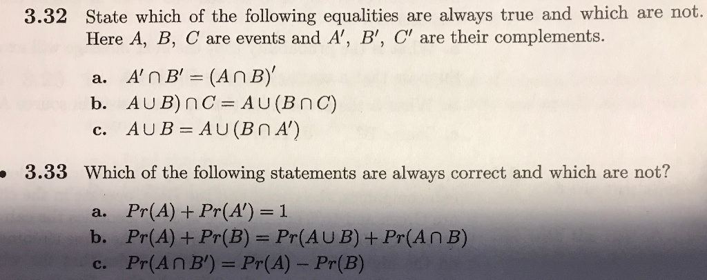 Solved State Which Of The Following Equalities Are Always | Chegg.com