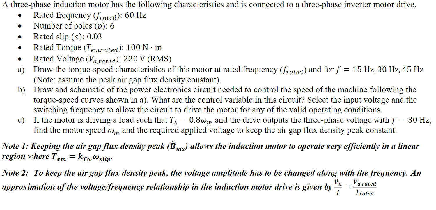 Solved A three-phase induction motor has the following | Chegg.com