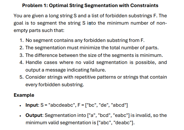String Segmentation Solved by an EXPERT Problem 1: Optimal String Segmentation with | Chegg.com