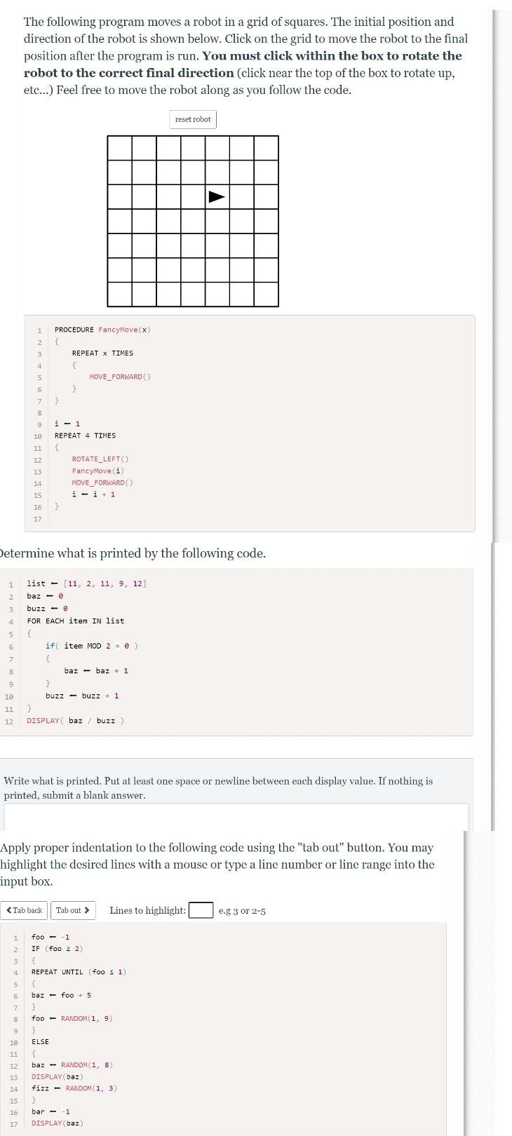 The following program moves a robot in a grid of | Chegg.com