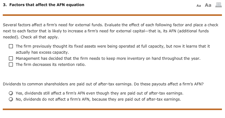 Solved 3. Factors that affect the AFN equation Aa Aa Several | Chegg.com