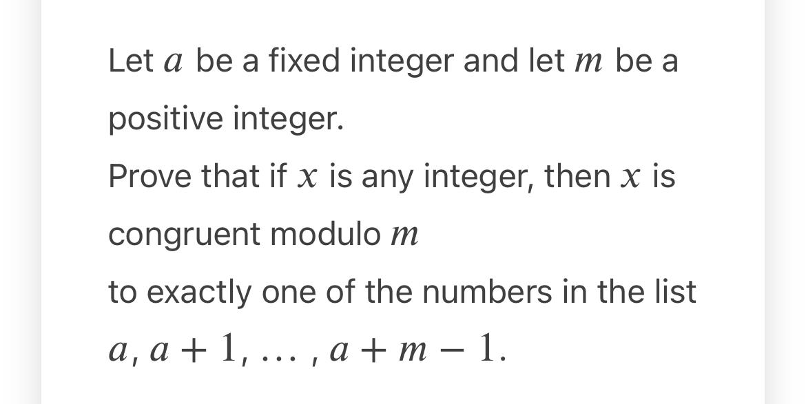 Solved Let A Be A Fixed Integer And Let M Be A Positive | Chegg.com