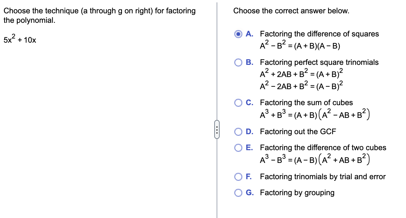 Solved Choose The Technique (a Through G On Right) For | Chegg.com