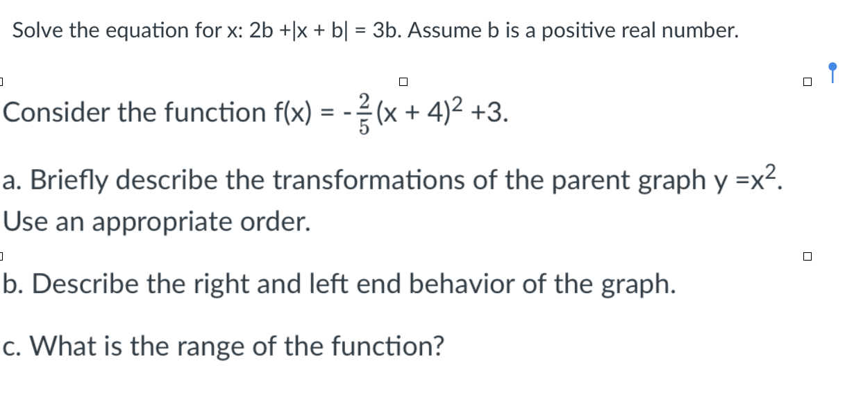 Solved Solve The Equation For X:2b+∣x+b∣=3b. Assume B Is A | Chegg.com