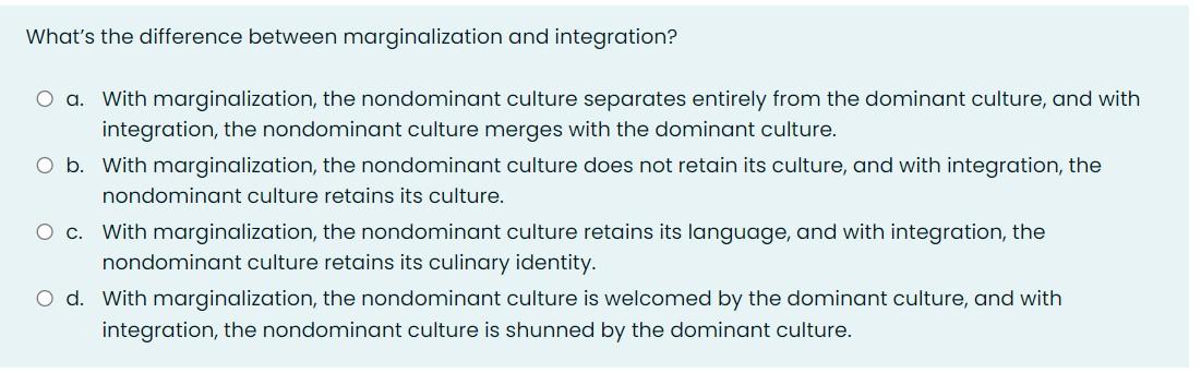 Solved What's The Difference Between Marginalization And | Chegg.com