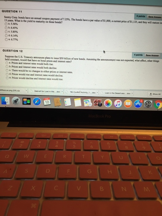 Solved Sentry Corp. bonds have in annual coupon payment of