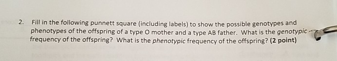 Solved 2. Fill in the following punnett square (including | Chegg.com
