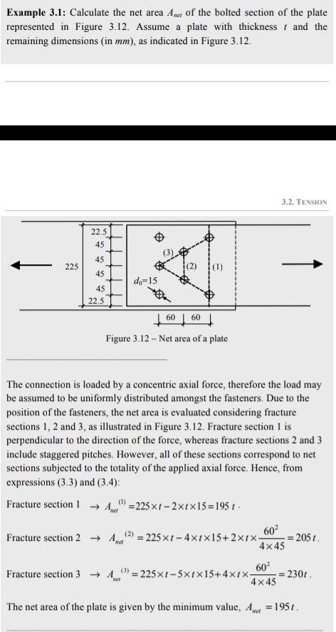 Solved Example 3.1: Calculate the net area Aner of the | Chegg.com