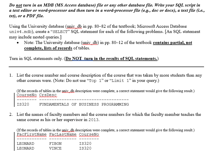 Solved SQL Question | Chegg.com