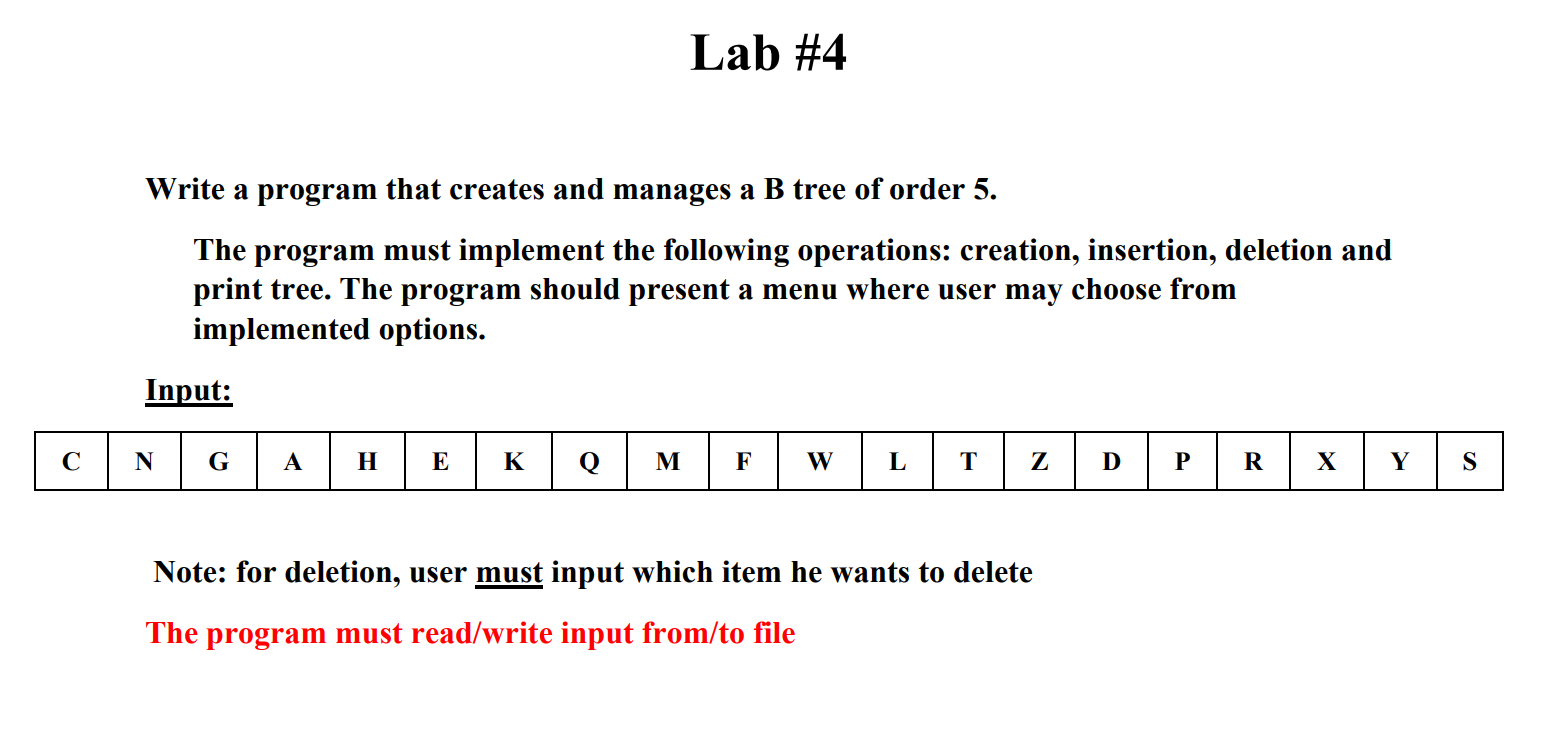 Solved Lab #4 Write A Program That Creates And Manages A B | Chegg.com