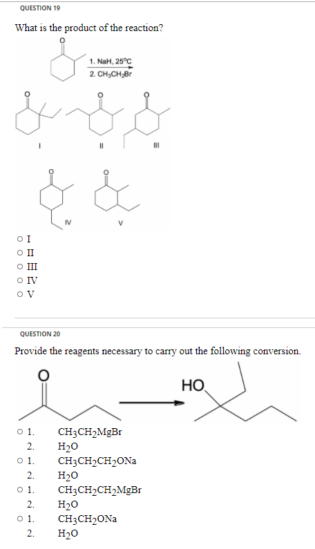 Solved QUESTION 19 What is the product of the reaction? 1. | Chegg.com