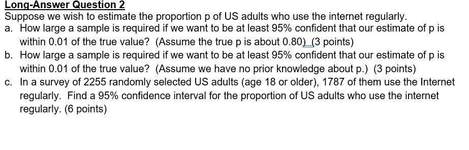 Solved Long-Answer Question 2 Suppose we wish to estimate | Chegg.com