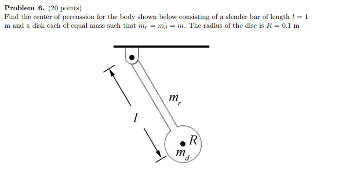 Solved Problem 6. (20 points) Find the center of percussion | Chegg.com