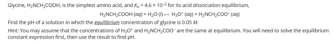 Solved Glycine, H2NCH2COOH, is the simplest amino acid, and | Chegg.com