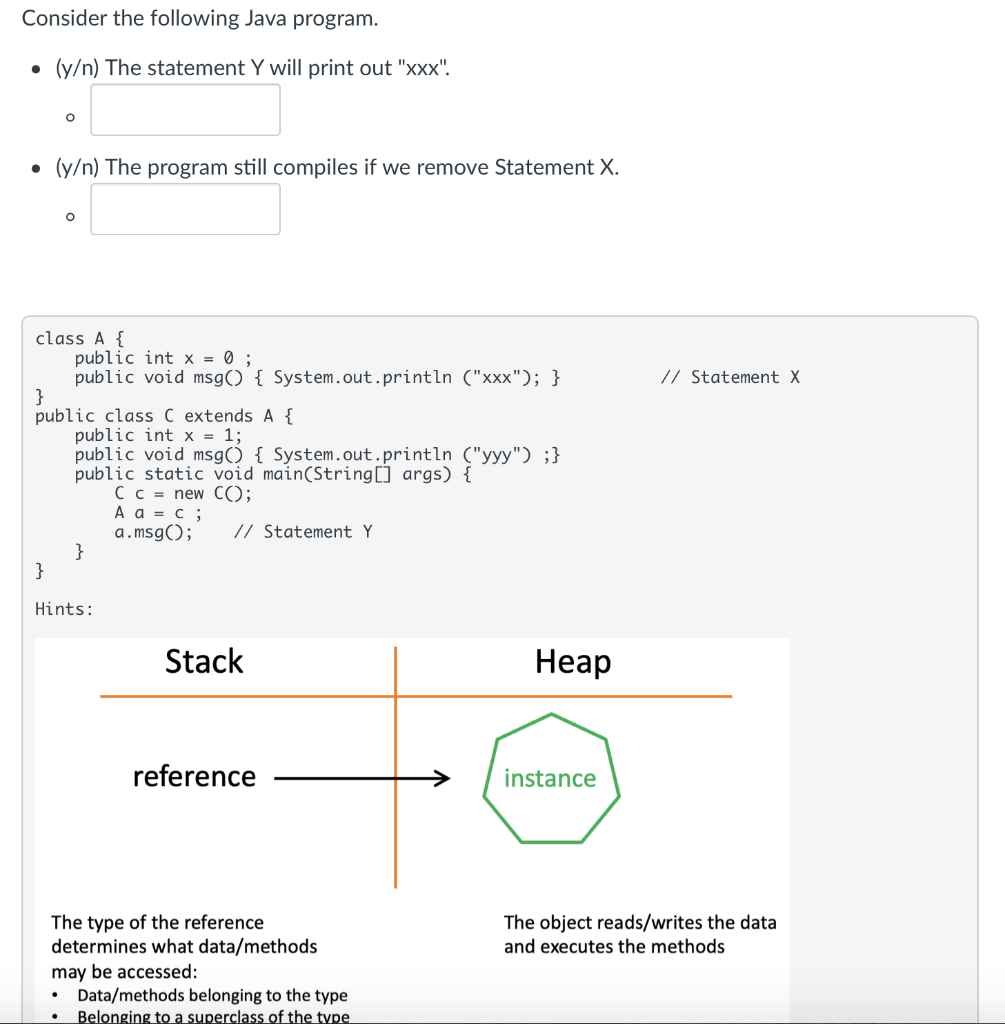 Solved Consider The Following Java Program And Answer The | Chegg.com