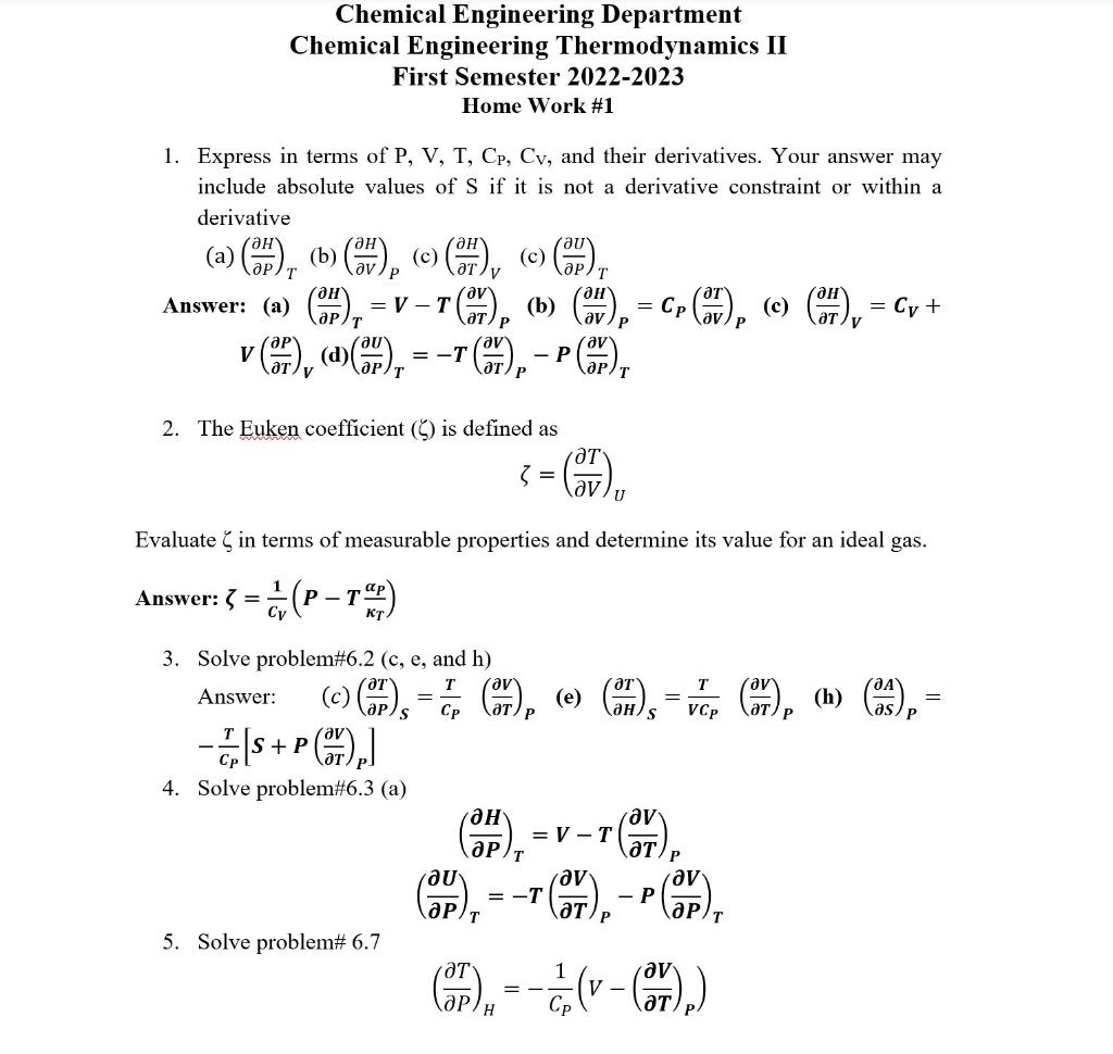 Solved Chemical Engineering Department Chemical Engineering | Chegg.com