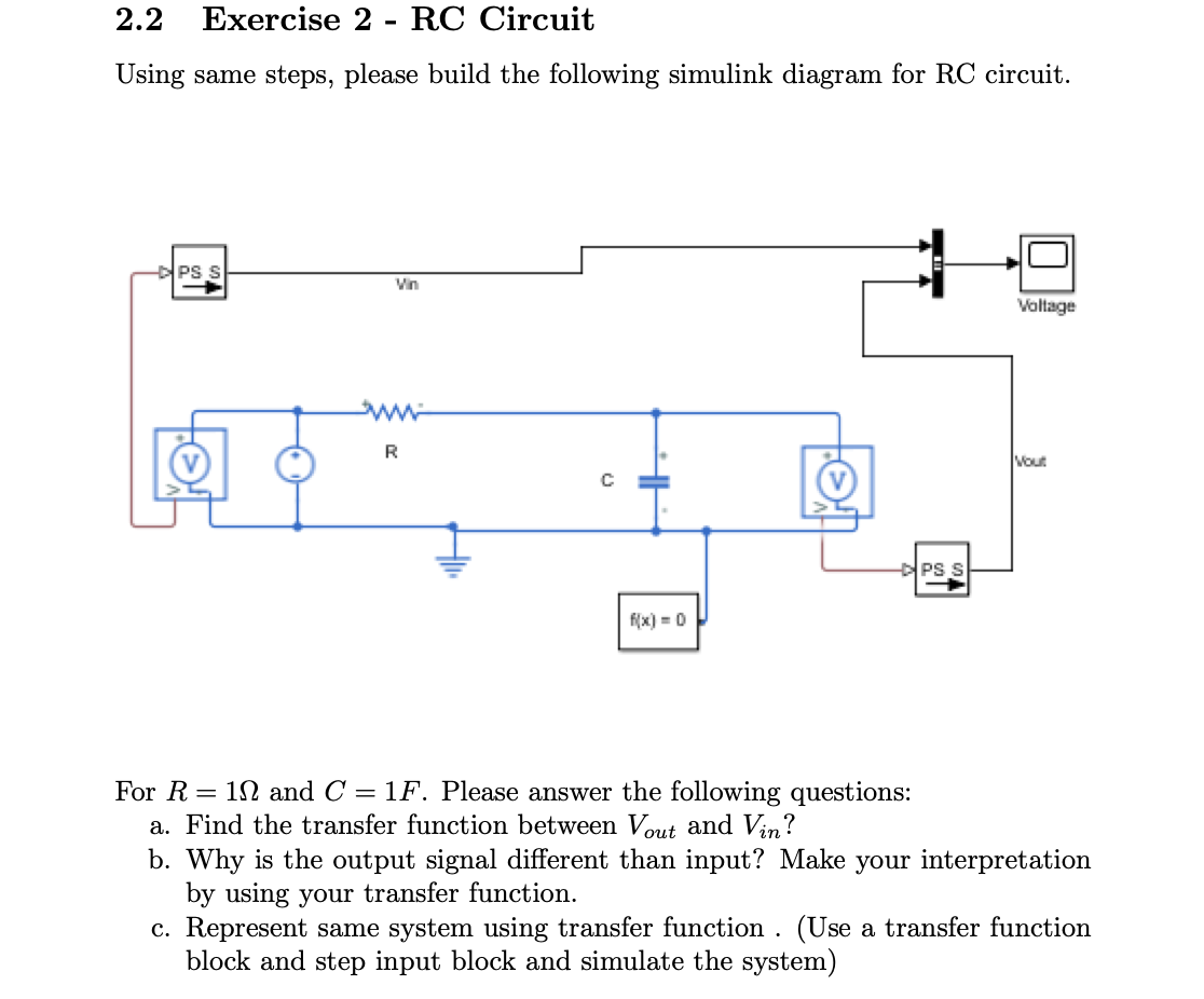 2.2 Exercise 2 - RC Circuit Using same steps, please | Chegg.com
