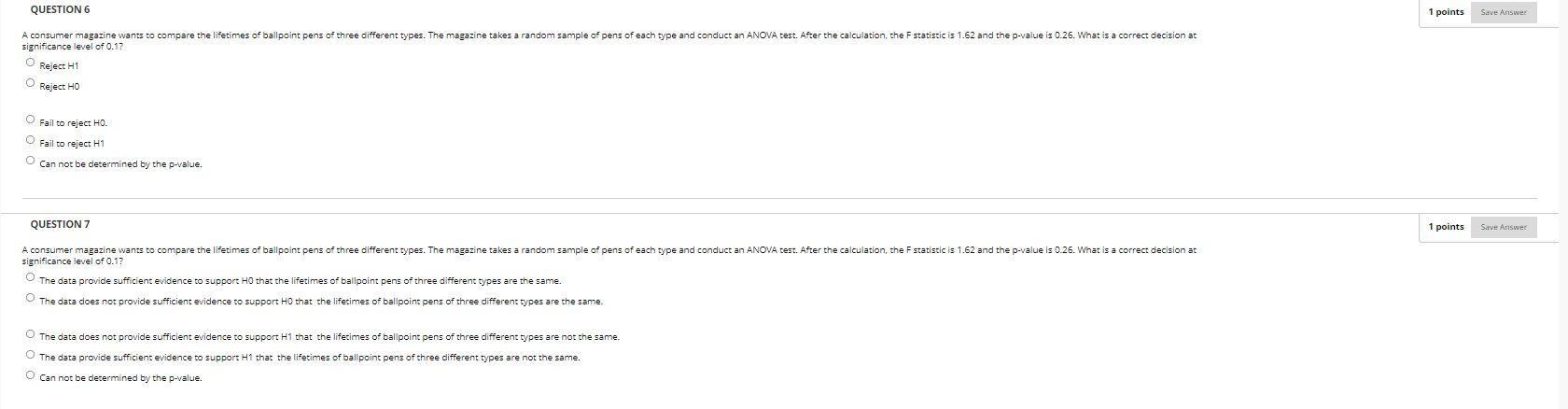 Solved QUESTION 6 1 points Save Answer A consumer magazine | Chegg.com