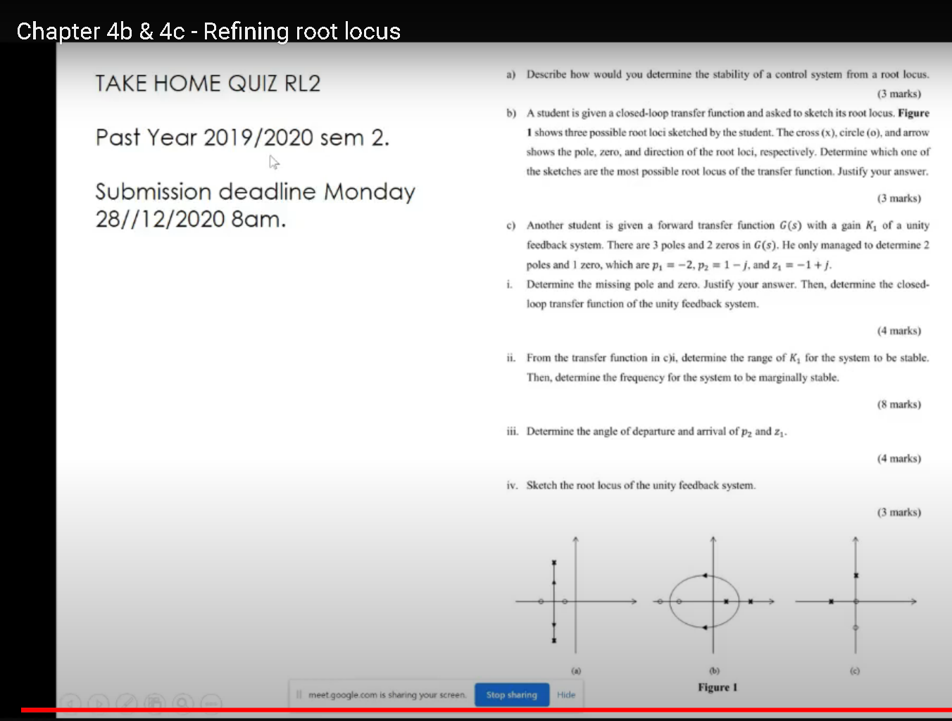 Chapter 4b & 4c - Refining root locus TAKE HOME QUIZ | Chegg.com