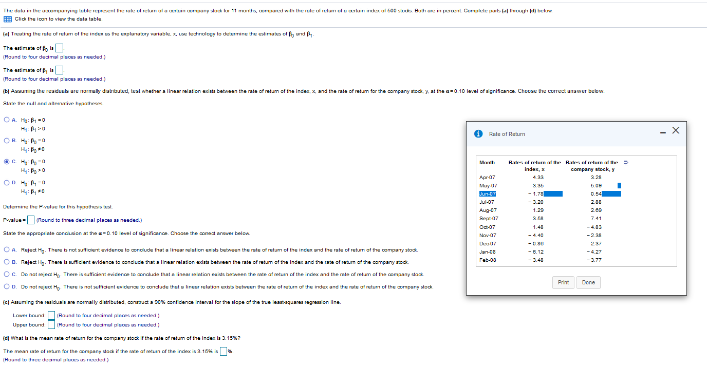 Solved The Data In The Accompanying Table Represent The R Chegg Com