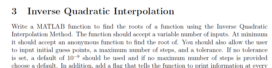 Solved 3 Inverse Quadratic Interpolation Write a MATLAB | Chegg.com