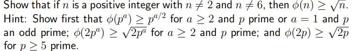 Solved Show that if n is a positive integer with n 2 and n‡ | Chegg.com