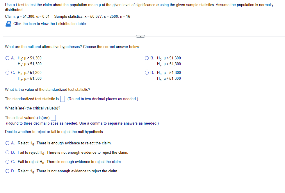 Solved Use a t-test to test the claim about the population | Chegg.com