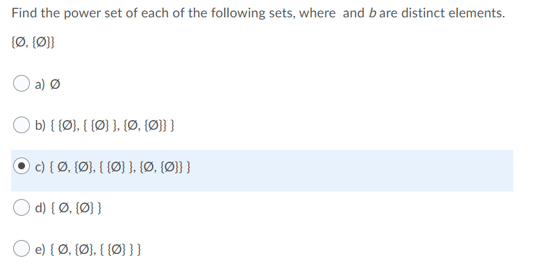 Solved Find The Power Set Of Each Of The Following Sets, | Chegg.com