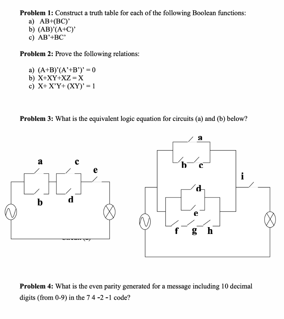 Solved Problem 1: Construct A Truth Table For Each Of The | Chegg.com