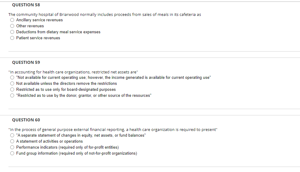 Solved QUESTION 58 The community hospital of Briarwood | Chegg.com
