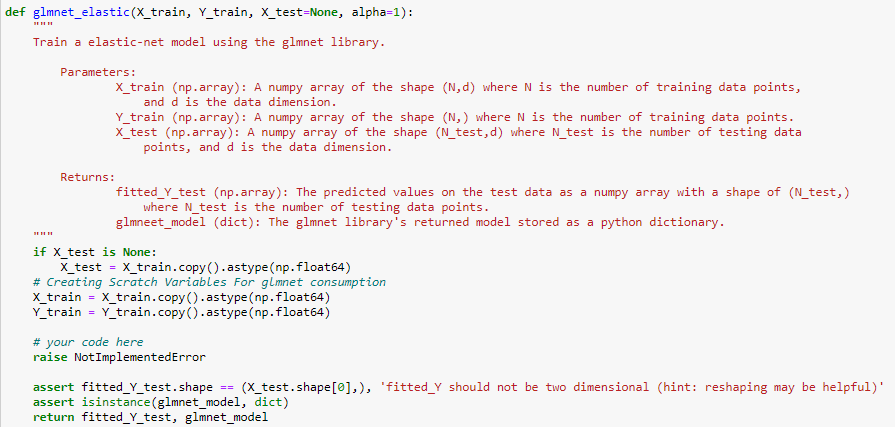 Elastic-net Regression Write a function | Chegg.com