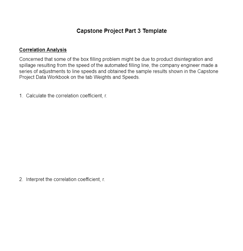 Capstone Project Part 3 Template Correlation Analysis | Chegg.com