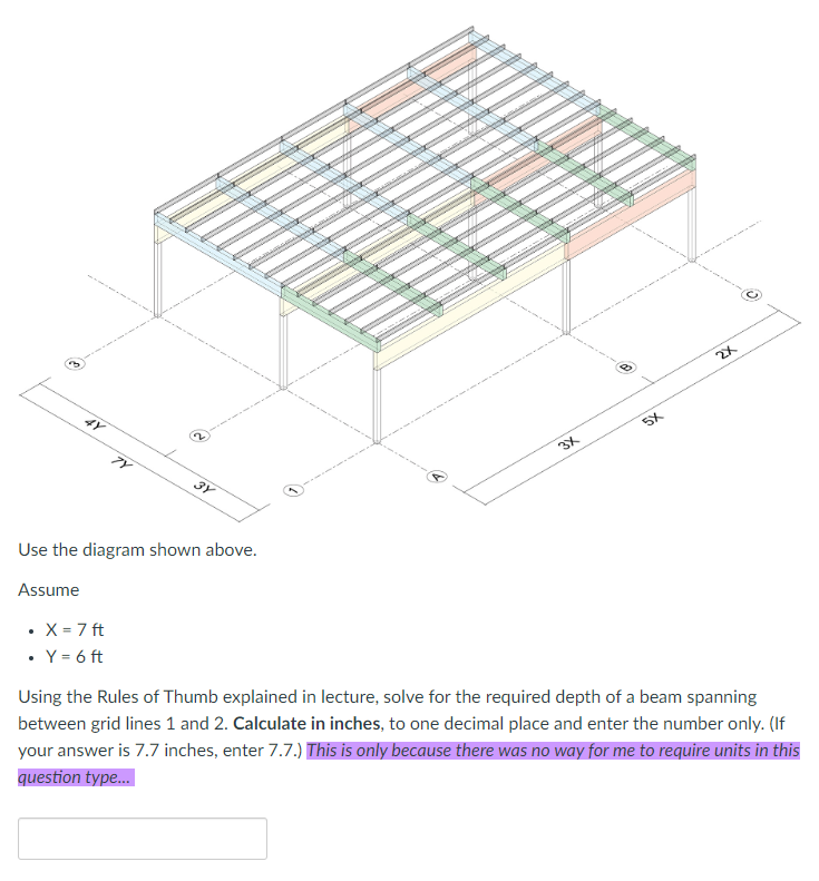 Use the diagram shown above.
Assume
- \( \mathrm{X}=7 \mathrm{ft} \)
- \( Y=6 \mathrm{ft} \)
Using the Rules of Thumb explain