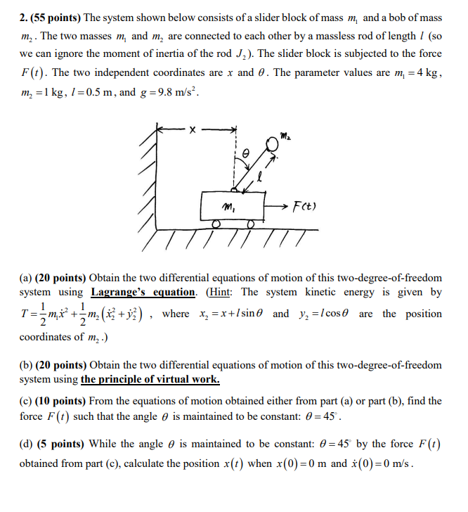 2. (55 points) The system shown below consists of a | Chegg.com