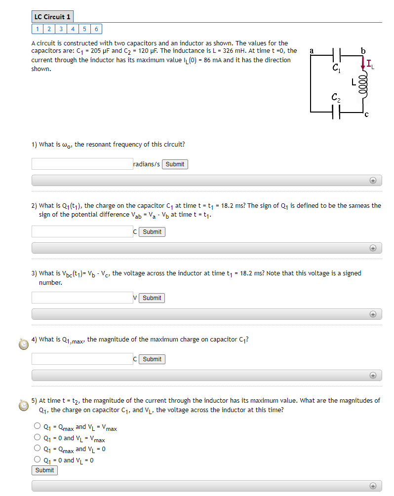 Solved Lc Circuit 1 1 2 3 4 5 6 A Circuit Is Constructed Chegg Com