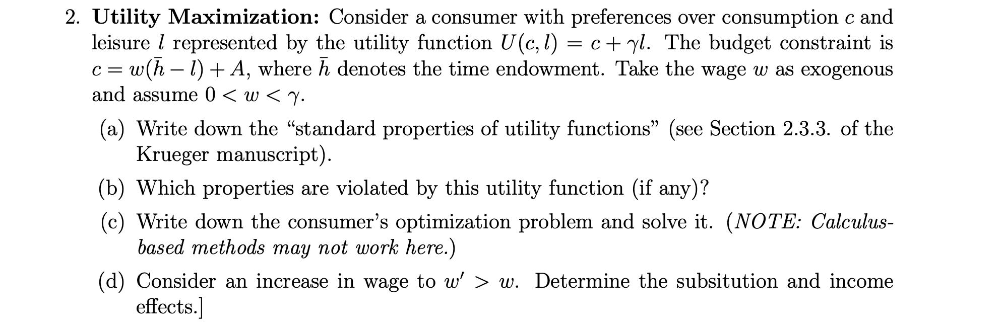 Solved 2. Utility Maximization: Consider a consumer with | Chegg.com