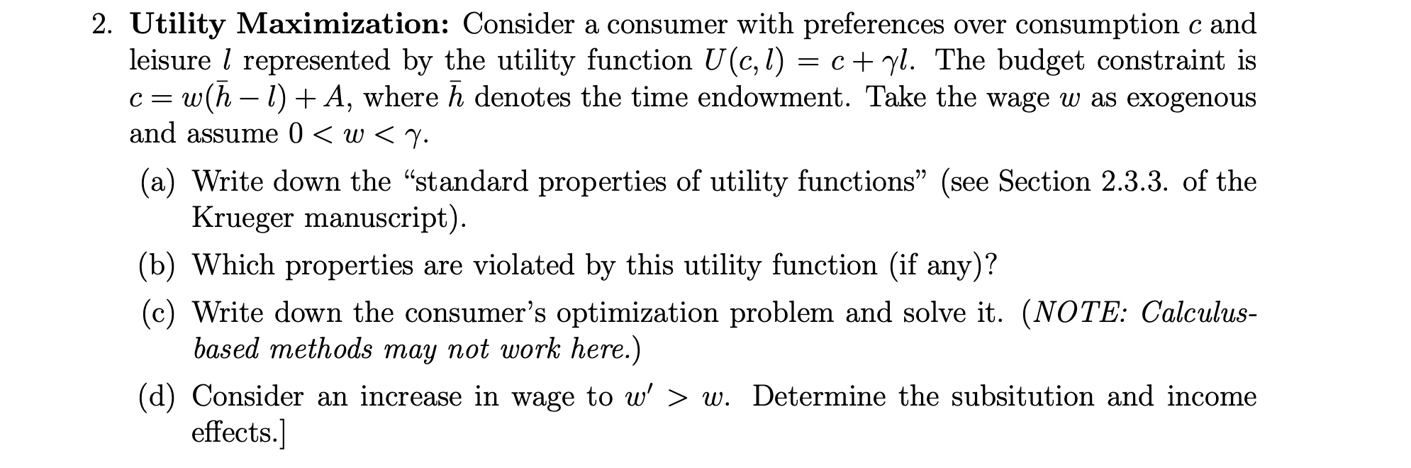 Solved 2. Utility Maximization: Consider A Consumer With | Chegg.com