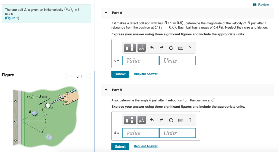 Solved Review The Cue Ball A Is Given An Initial Velocity | Chegg.com